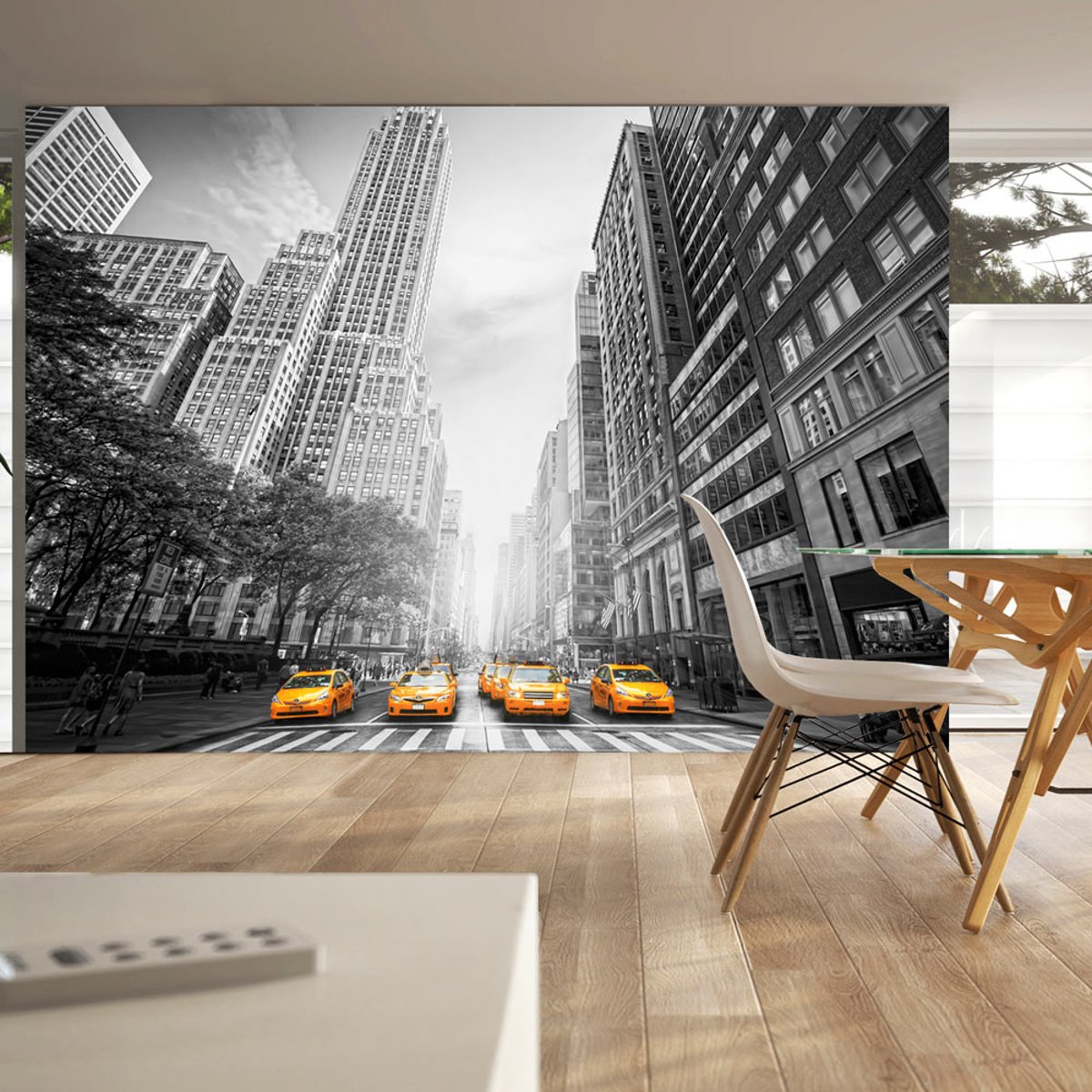 Papier peint intissé panoramique Ville et Architecture New York - yellow taxis noir, EDEN