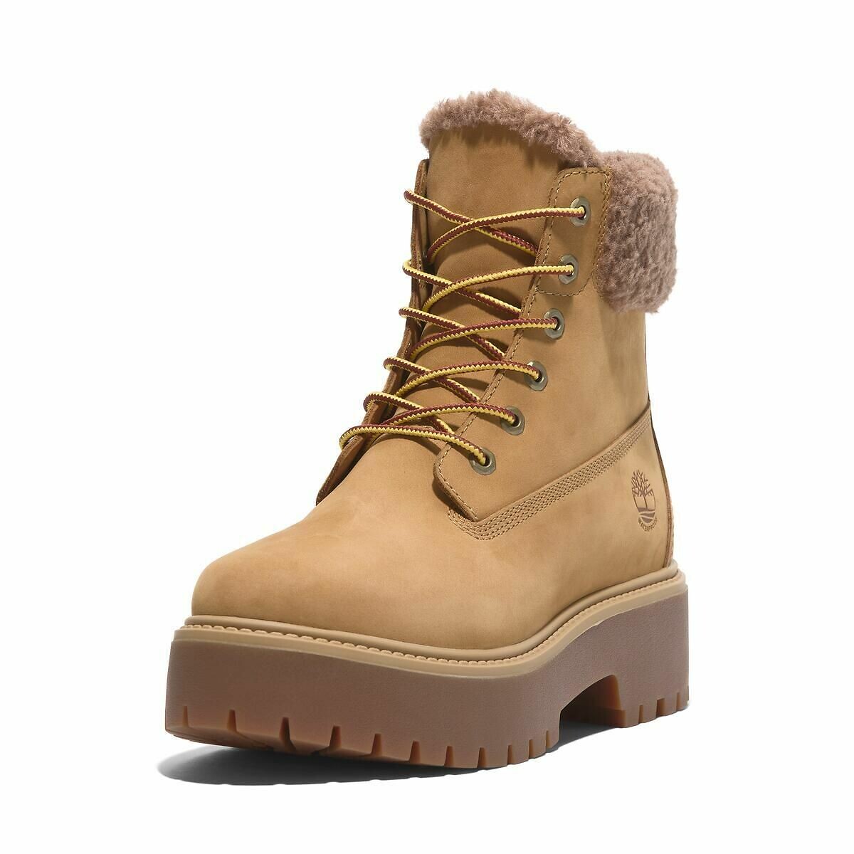 Boots cuir à lacets fourrées Stone Street Mid miel, TIMBERLAND