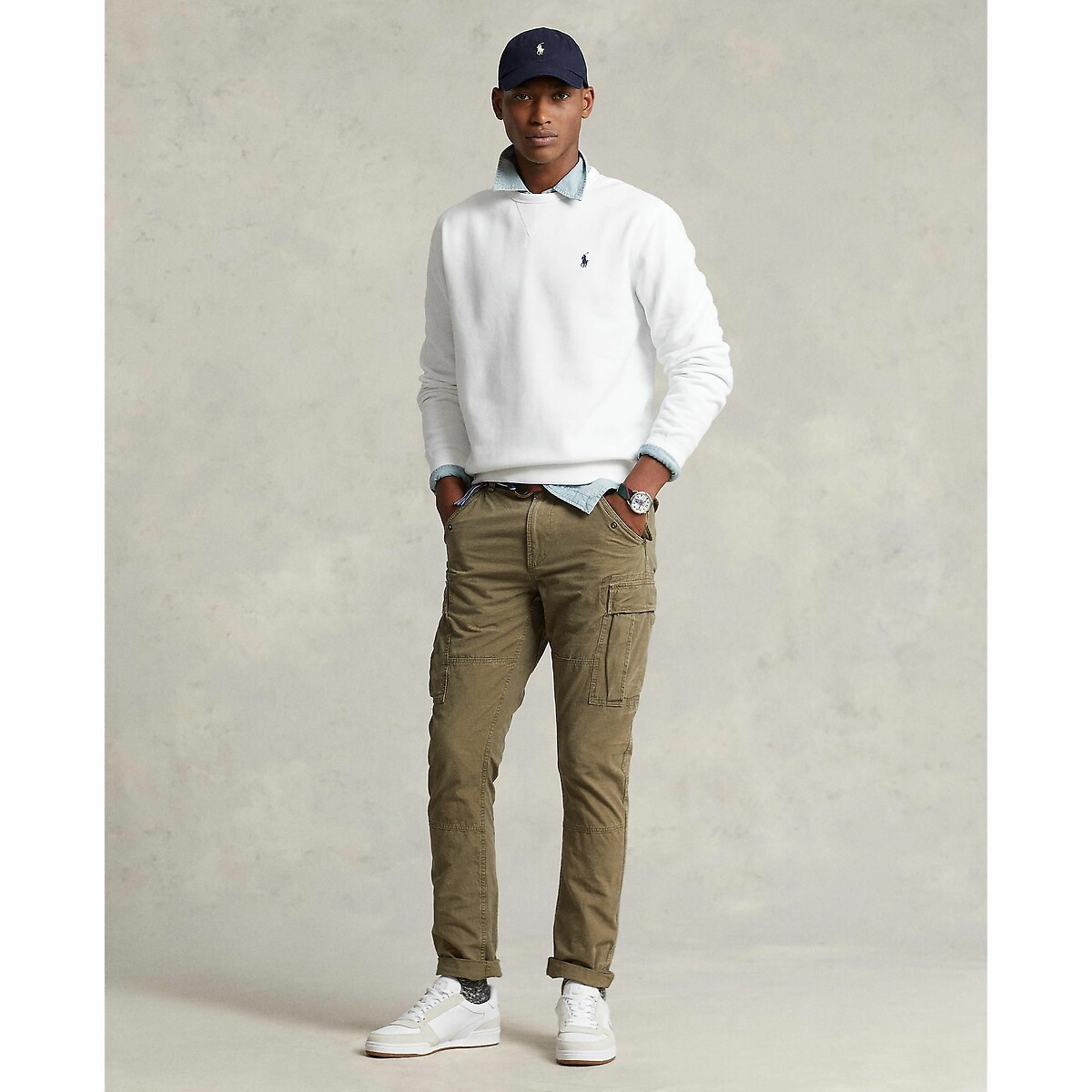 Sweat col rond Polo RL Fleece blanc, POLO RALPH LAUREN