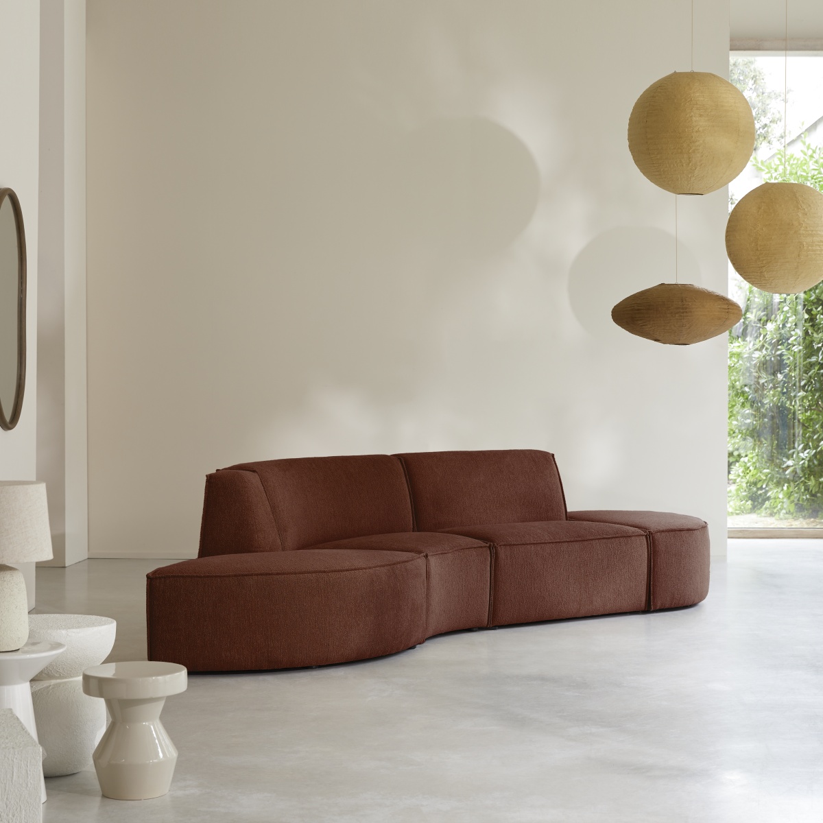 Banquette en Tissu, DARIO rouge, TIKAMOON
