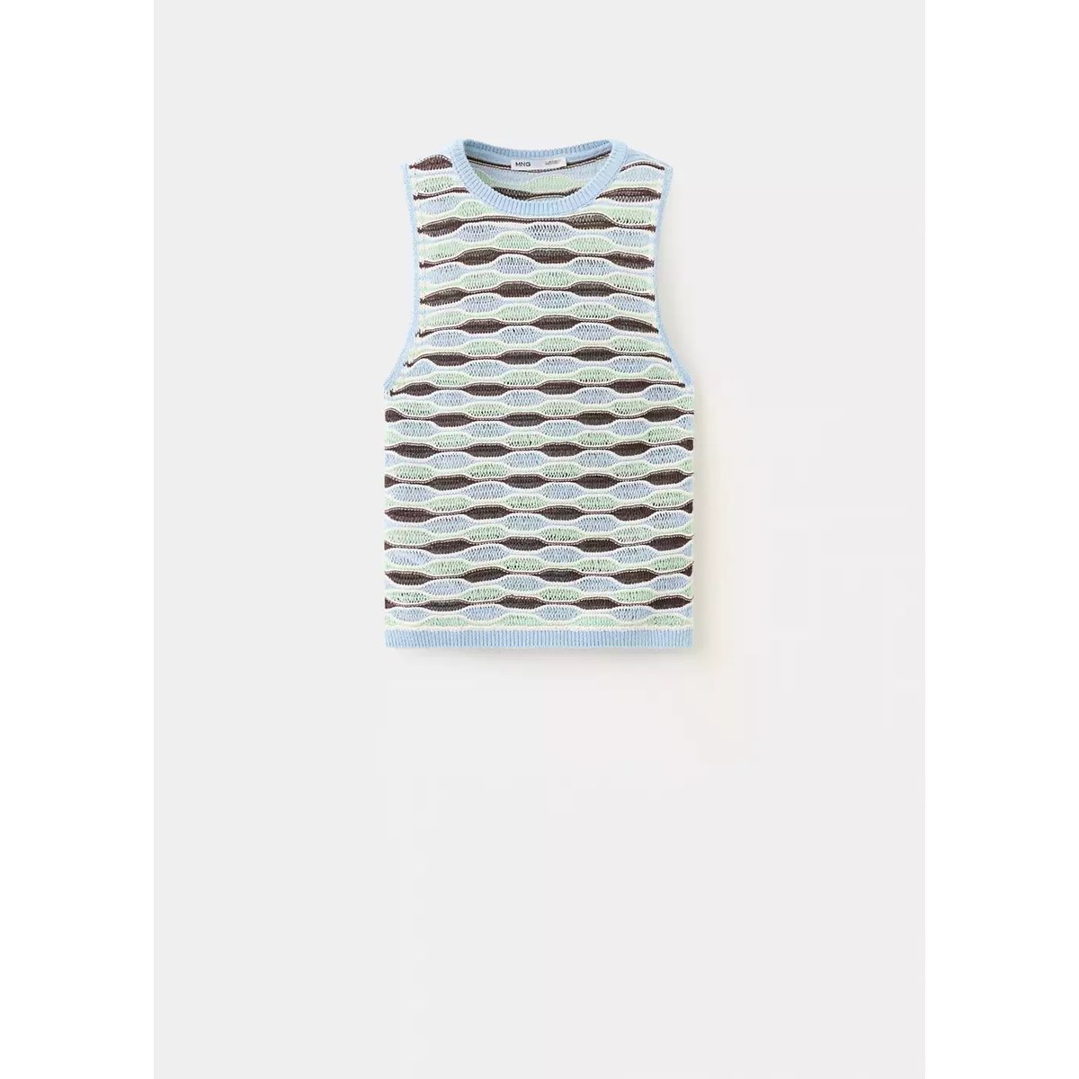 Top en maille à rayures ondulées bleu ciel, MANGO