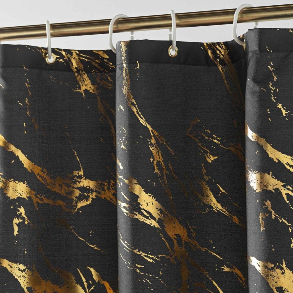 Rideau De Douche 180x200 Aquamarbre Noir Avec 12 Anneaux noir, DECORATIE