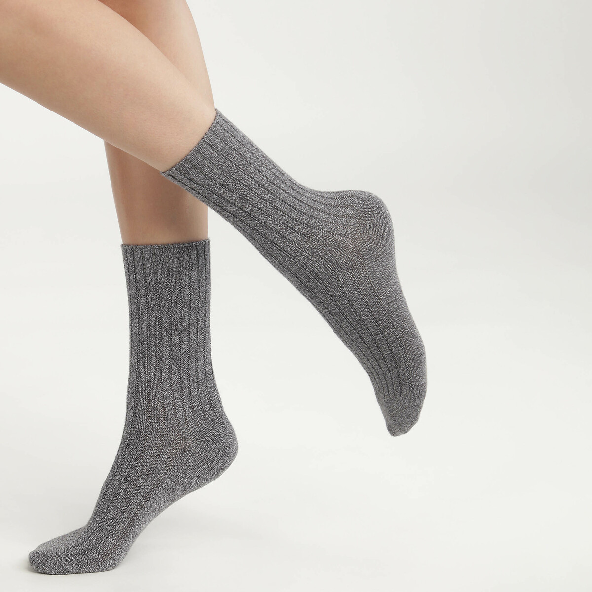 Pair of Crew Socks mid grey marl, DIM