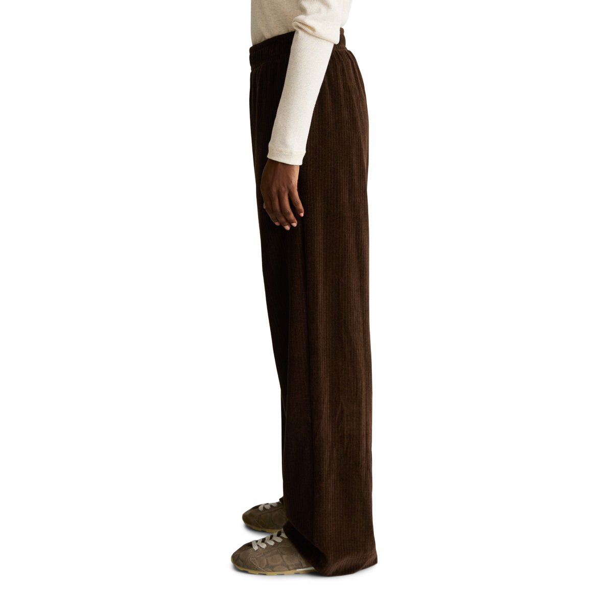 Pantalon de survêtement en velours côtelé, coupe décontractée en mélange de coton bio marron, MARC O’POLO DENIM