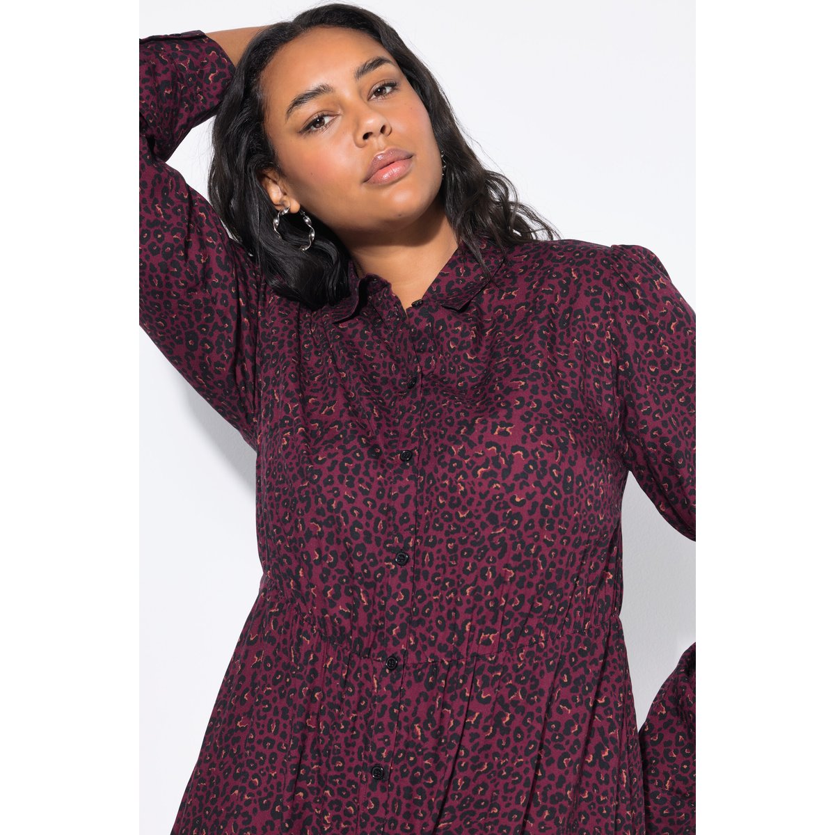 Robe maxi coupe trapèze, imprimé léopard rouge vin, STUDIO UNTOLD