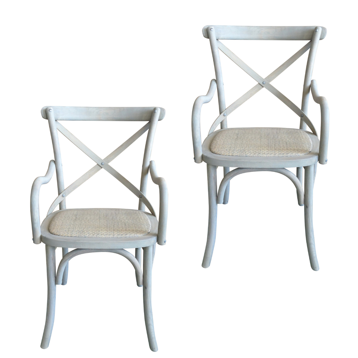 Lot de 2 fauteuils bridge en bois massif et cannage L62 cm - BISTROT bois clair, SIGNATURE