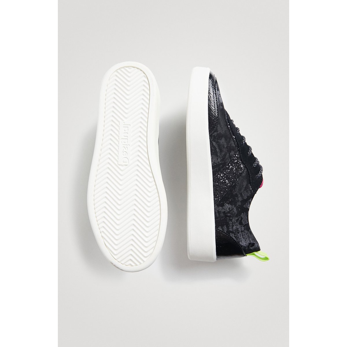 Sneakers Cuir Synthétique Camouflage Glitter noir, DESIGUAL
