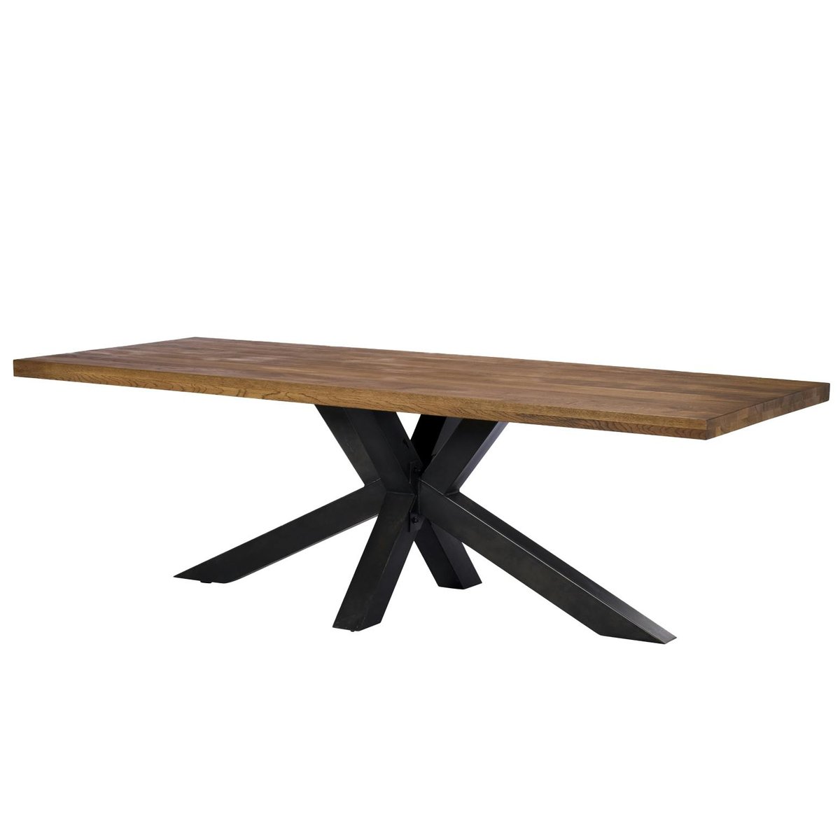 Table à manger 240 cm chêne massif pied central croisé OKA bois naturel, PIER IMPORT