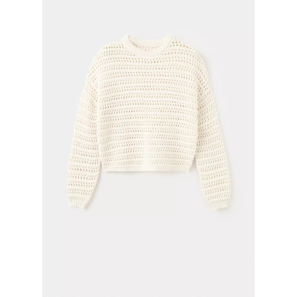 Pull crochet manches longues blanc cassé, MANGO TEEN
