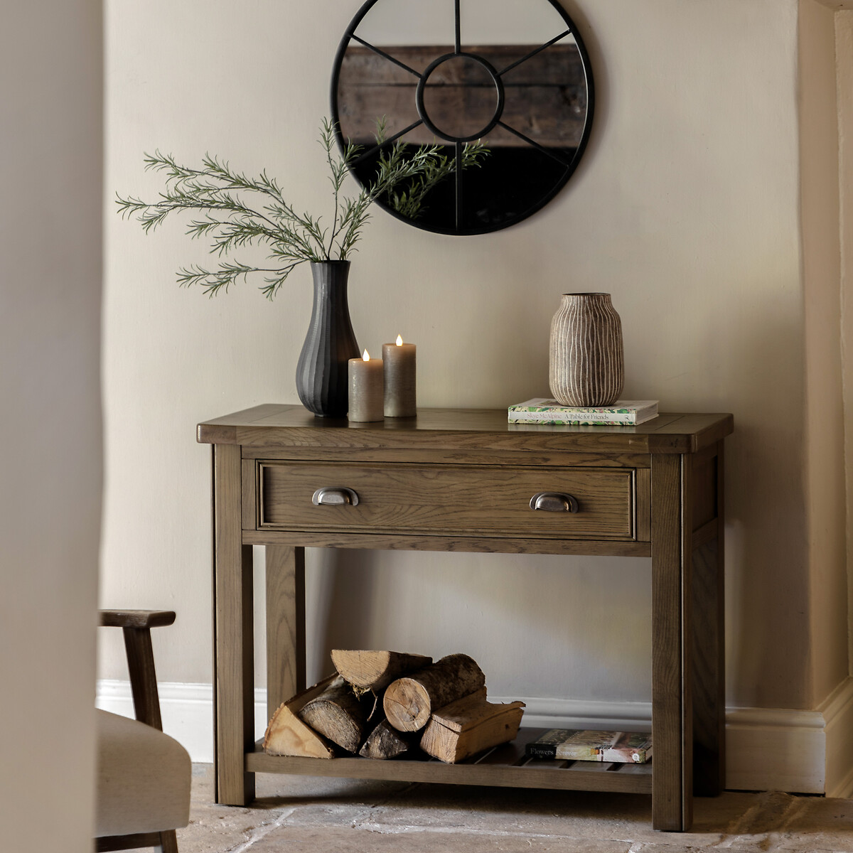 Toledo Oak 1 Drawer Console Table natural oak, SO'HOME