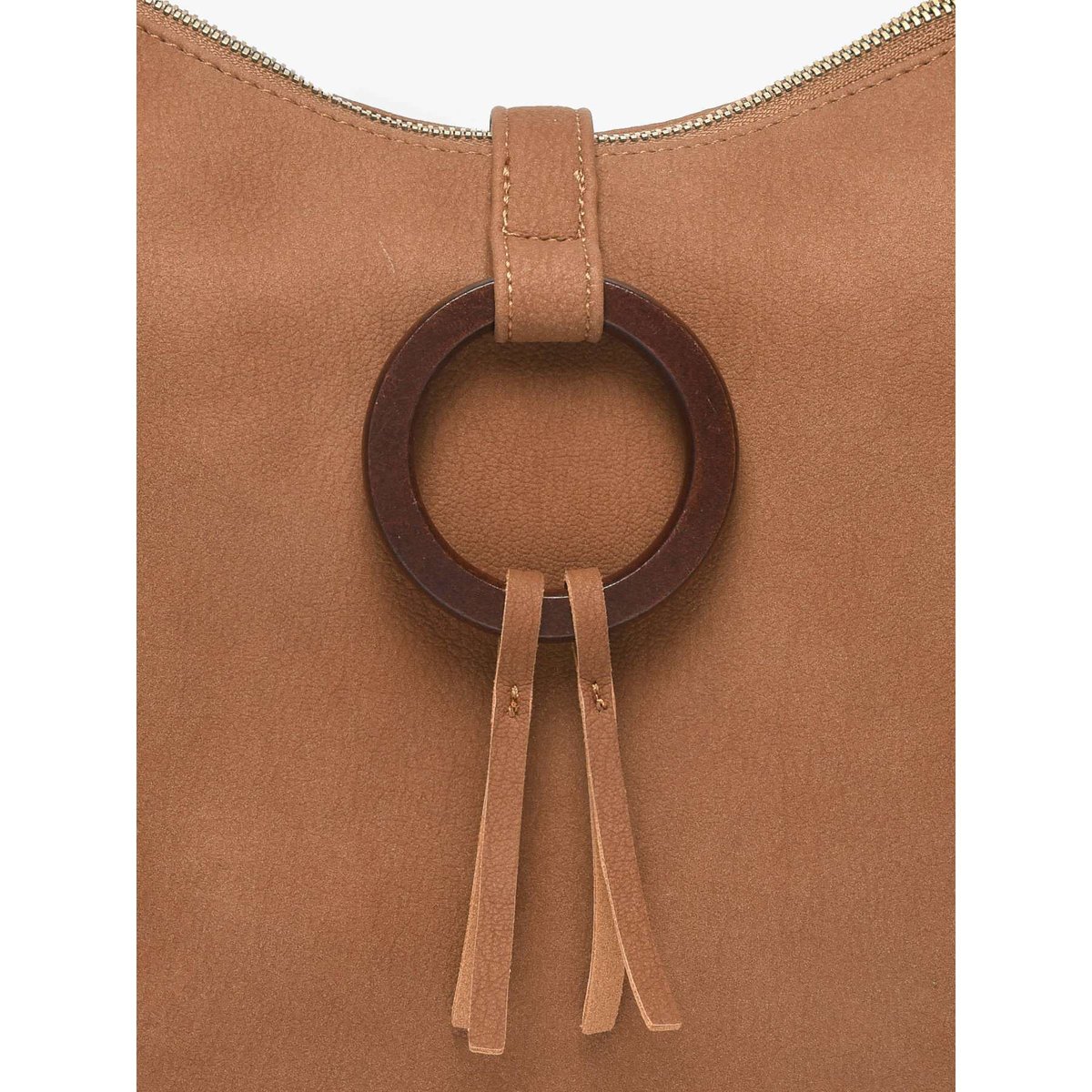 Sac porté épaule Verveine polyurethane camel, WOOMEN