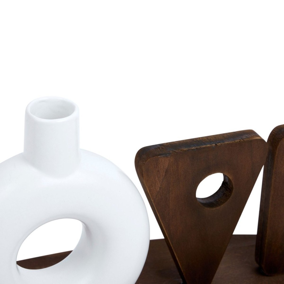 Mot déco à poser céramique et Mdf LOVE marron, DECORATIE