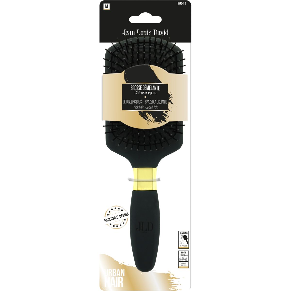 Brosse à cheveux PADDLE NEW DESIGN couleur unique, JEAN LOUIS DAVID
