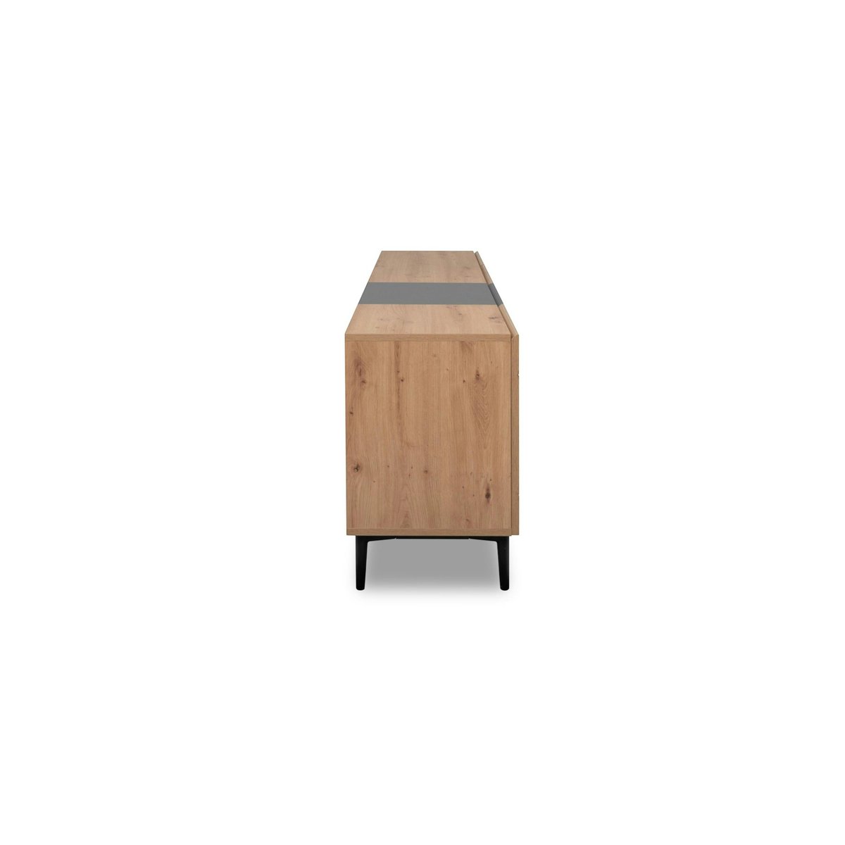 Buffet moderne 4 portes décor bois et noir ALVA bois naturel, PIER IMPORT