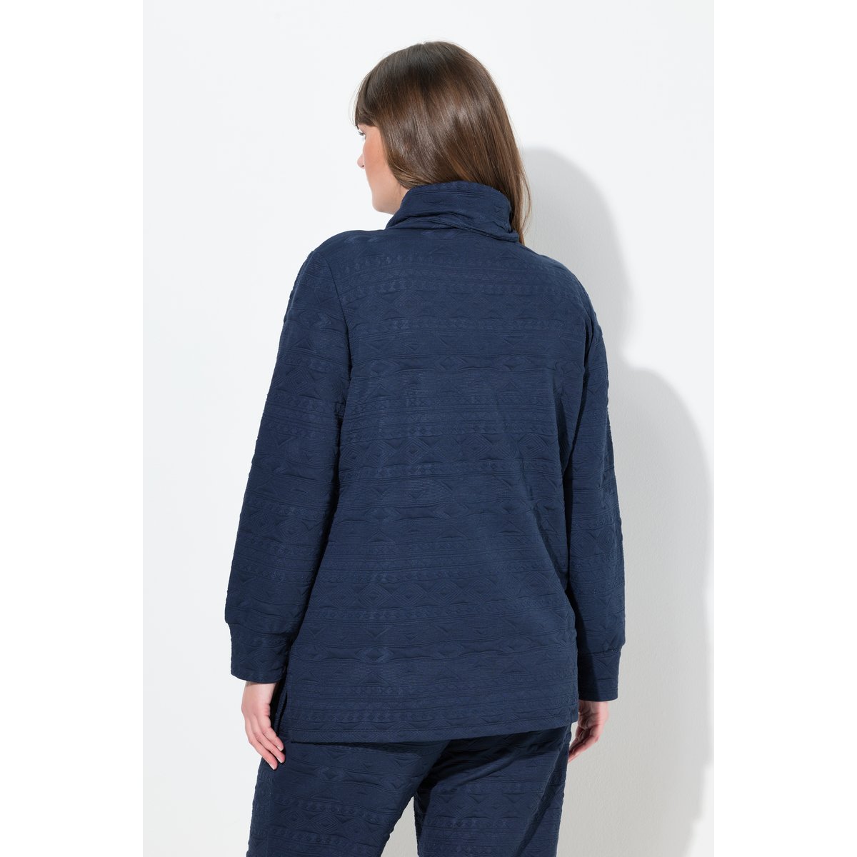 Sweat-shirt à col châle, manches longues bleu marine, ULLA POPKEN