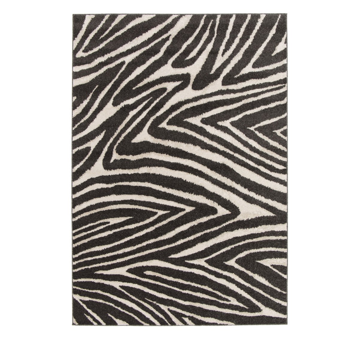Tapis graphique à motif zébré- ZEBRA gris anthracite, DRAWER
