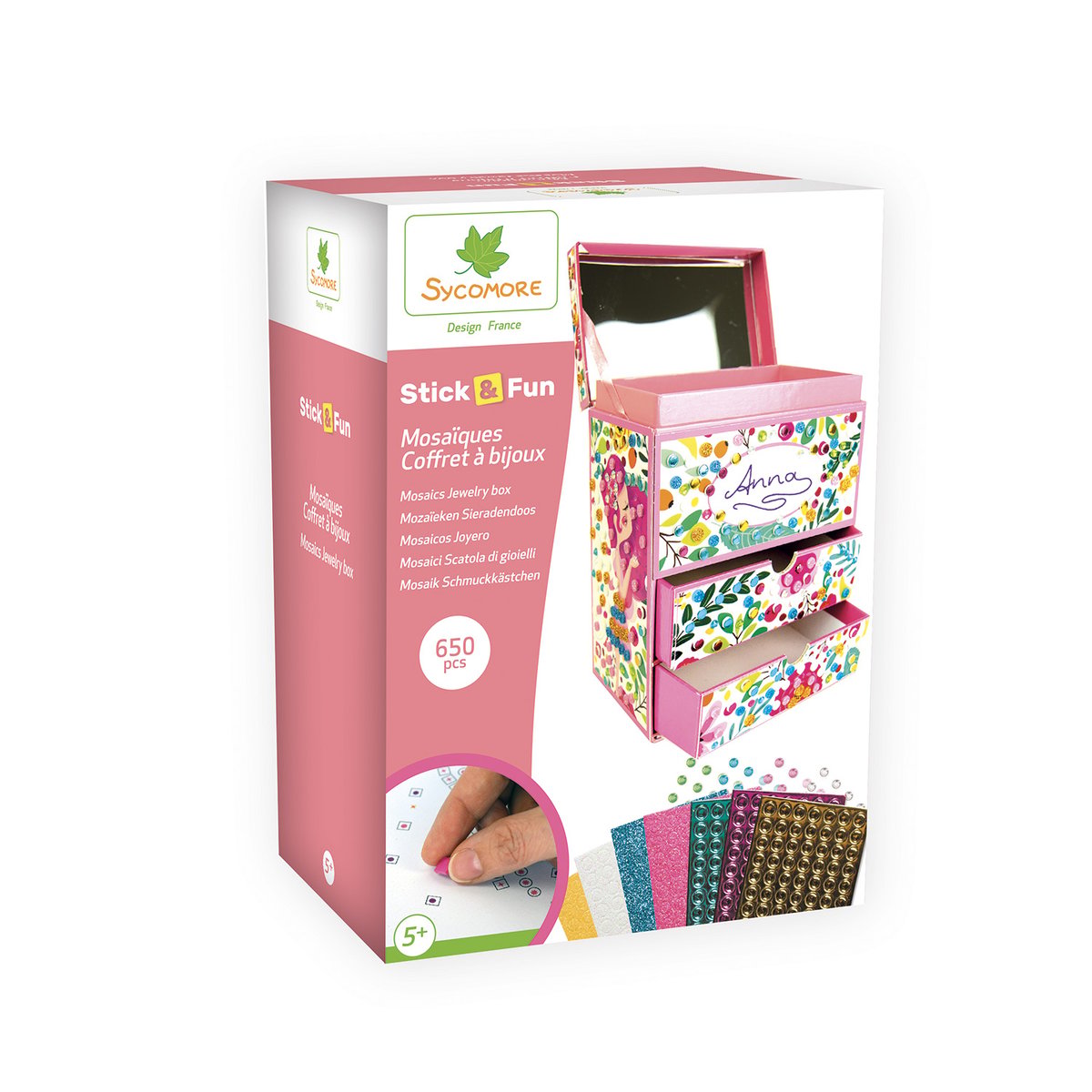 Mosaïques 3D Coffret à bijoux rose, SYCOMORE