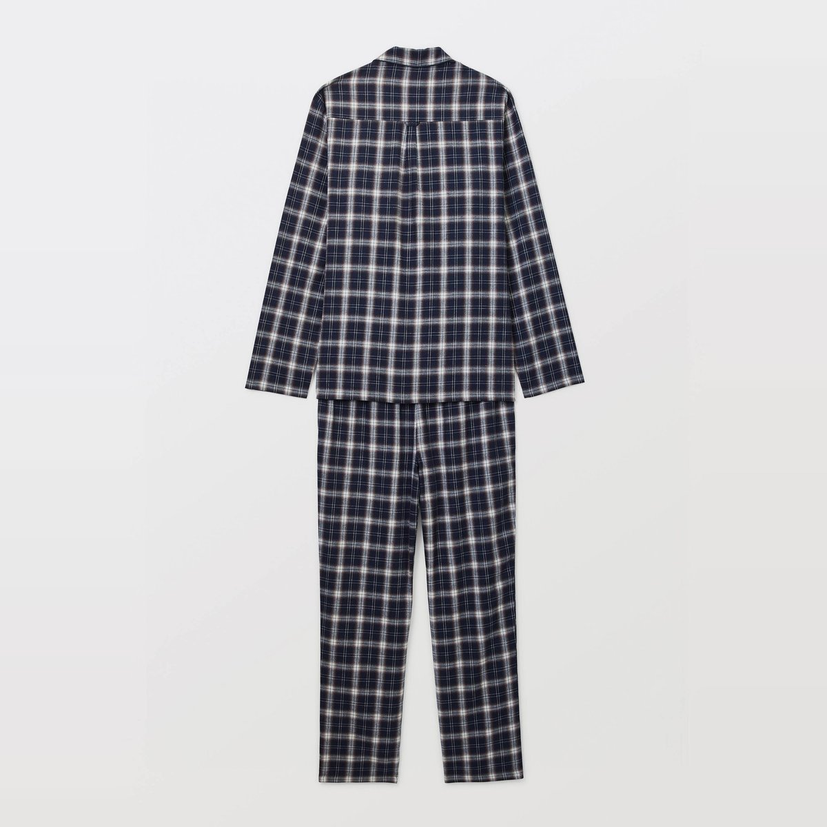 Pyjama manches longues et pantalon en flanelle de coton BIO GOTS marine, MONOPRIX