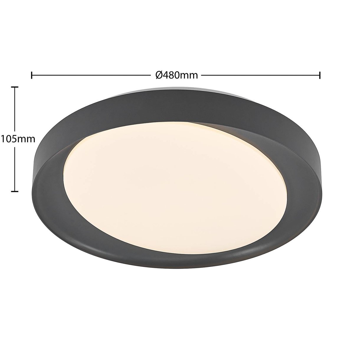 Plafonnier moderneLED, Alyano blanc, gris foncé, LINDBY