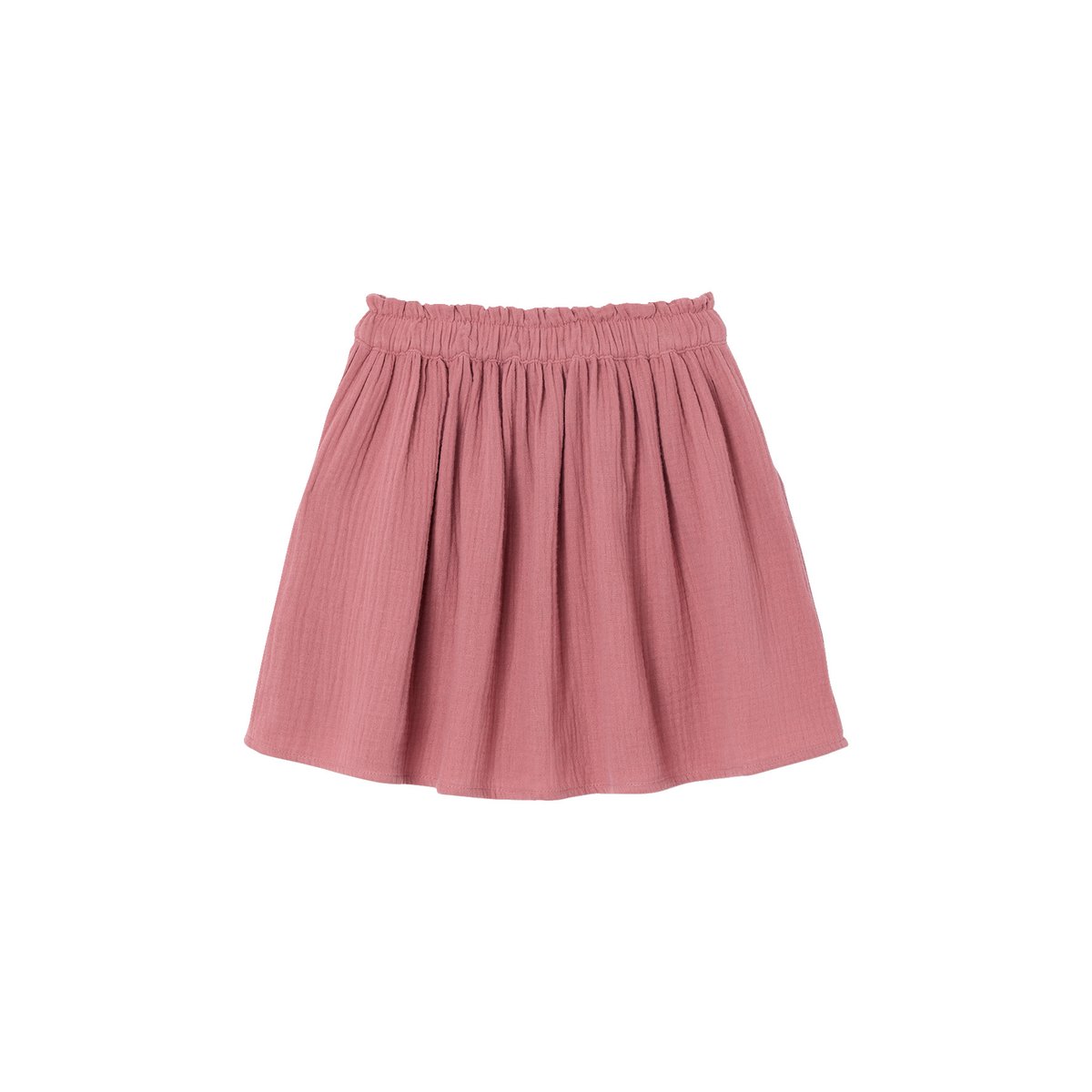 Jupe en gaze de coton vieux rose, VERTBAUDET