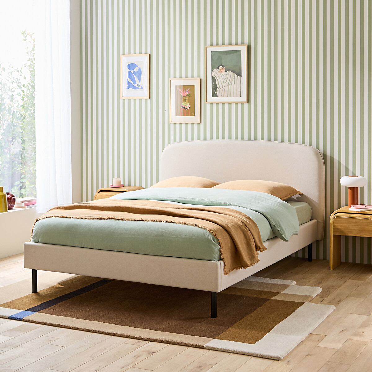 Cama tapizada con somier, Conto beige , LA REDOUTE INTERIEURS