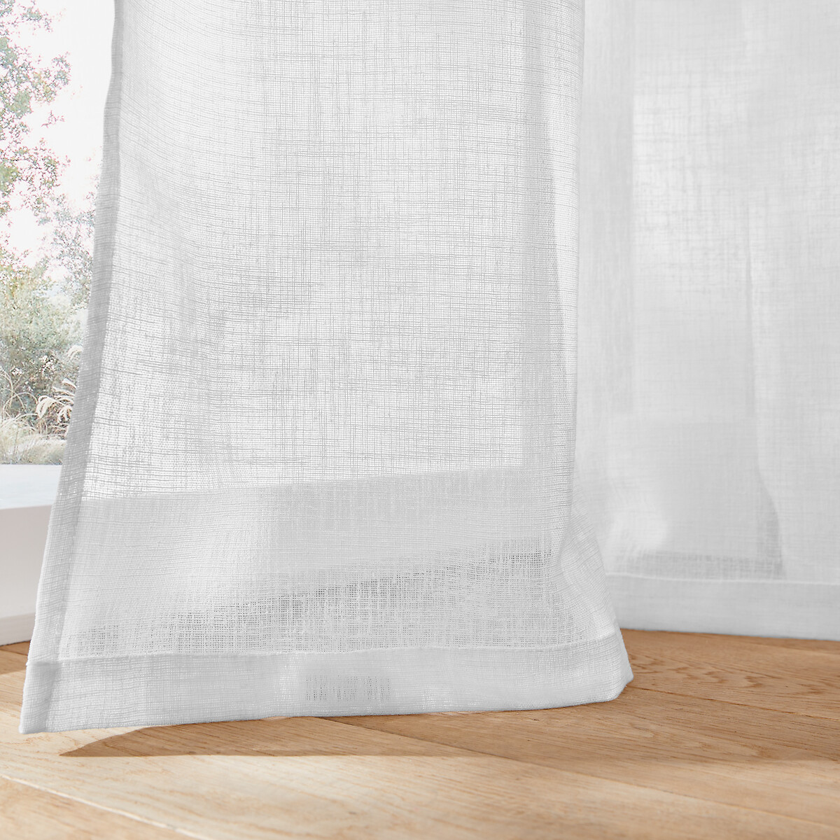 Cortina con galón fruncido y onda, Nyong blanco, LA REDOUTE INTERIEURS