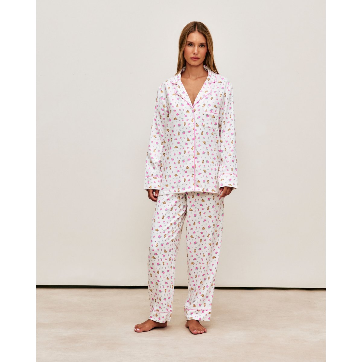 Pantalon en flanelle imprimé fleurs et lapins PRINTFLOWERIZ blanc, UNDIZ