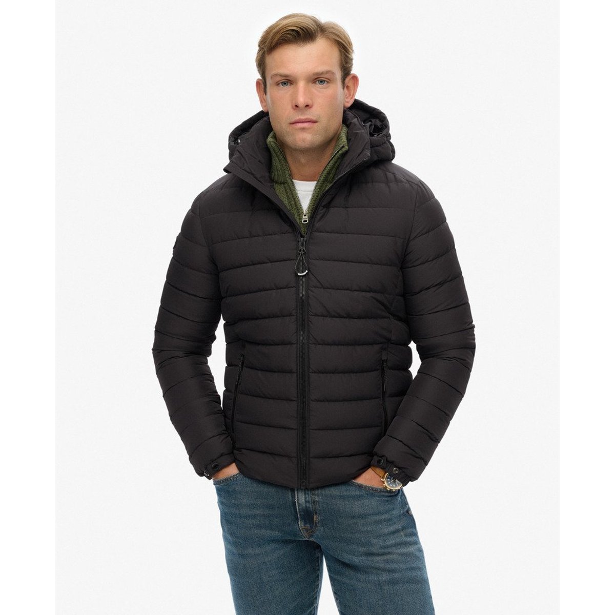 Doudoune Fuji à Capuche noir, SUPERDRY