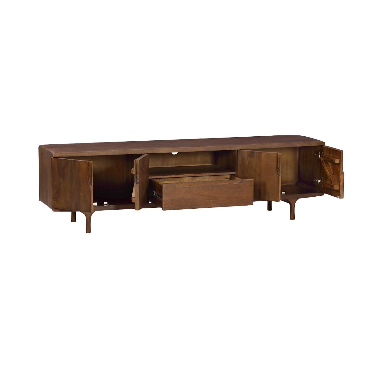Meuble TV en bois de manguier WARREN bois foncé, MADE IN MEUBLES