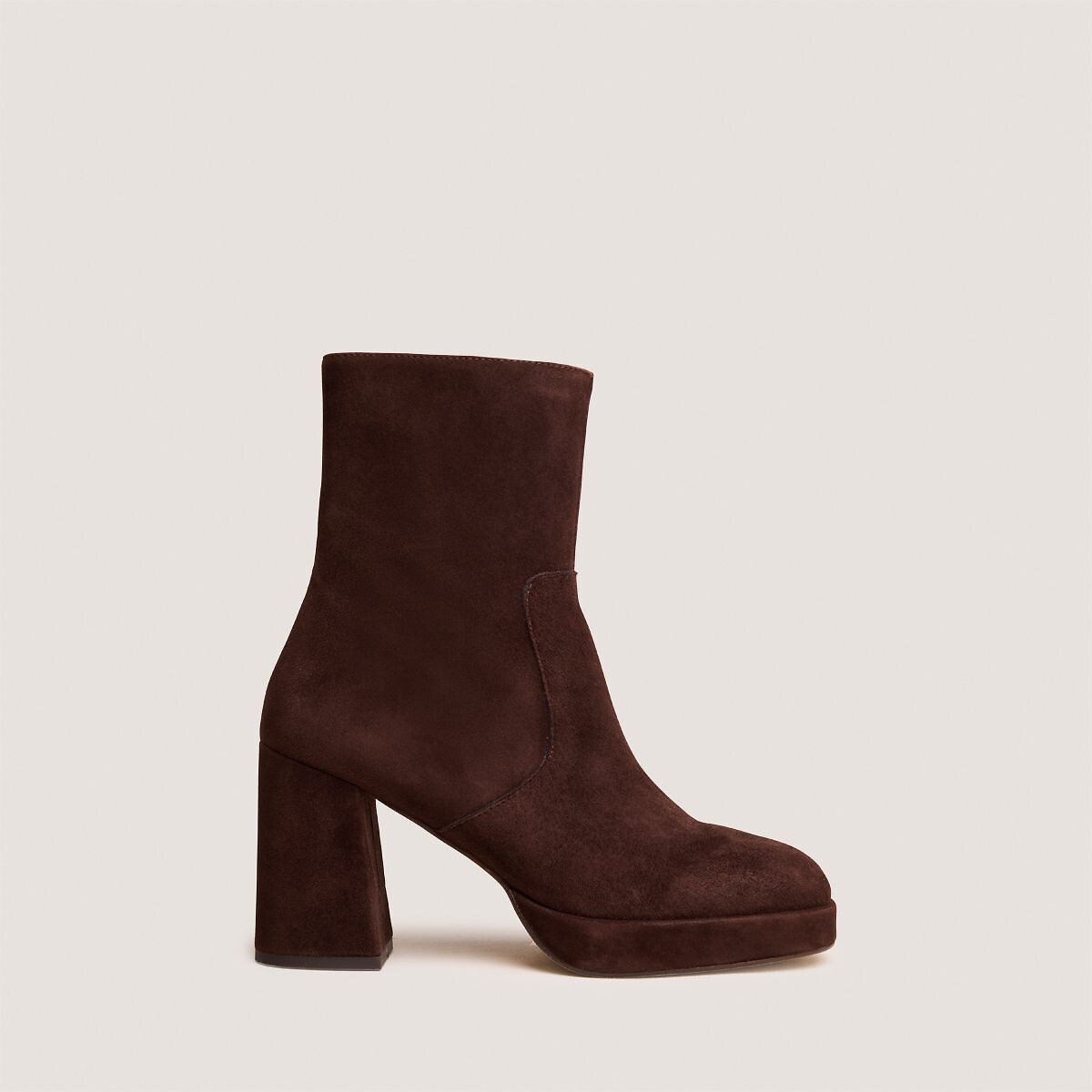 Bottines à talons, en cuir velours, VESNA marron, JONAK