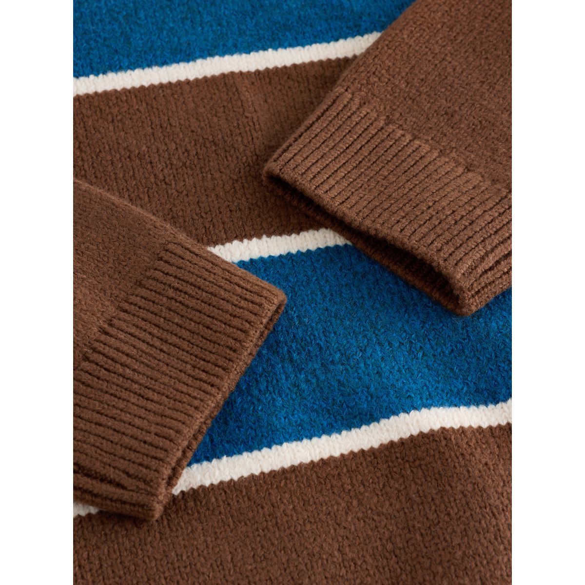 Pull ras du cou en maille à rayures bleu/marron, NEXT