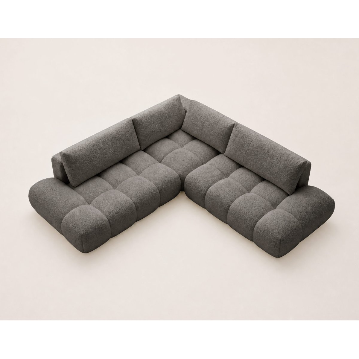 Canapé d'Angle Convertible en Tissu bouclette 5 places - YULIN gris, BEST MOBILIER
