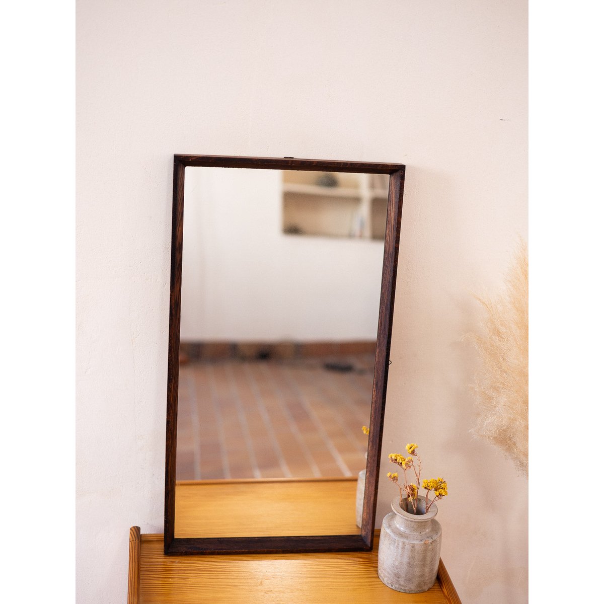 Miroir épuré en bois Igor N°1155 - Bon état bois foncé, DEBONGOUT