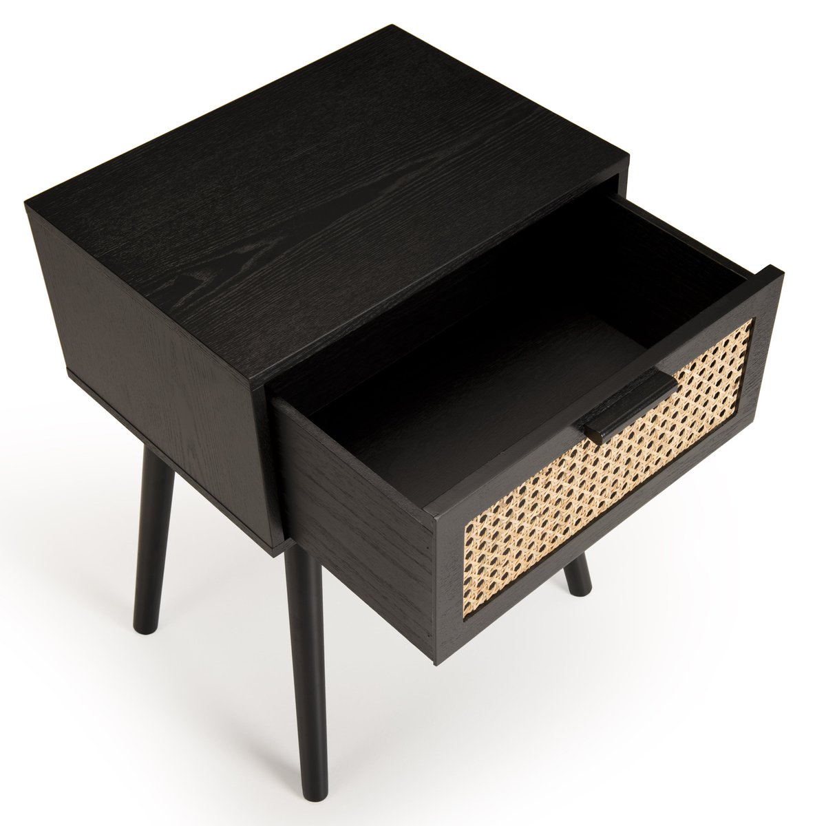 Table de chevet noir tiroir cannage PALMA 2 noir, PIER IMPORT