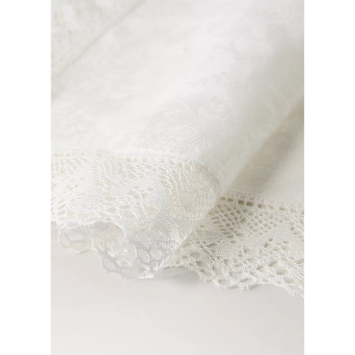 Set de table en lin jacquard floral avec dentelle blanc cassé, MANGO HOME