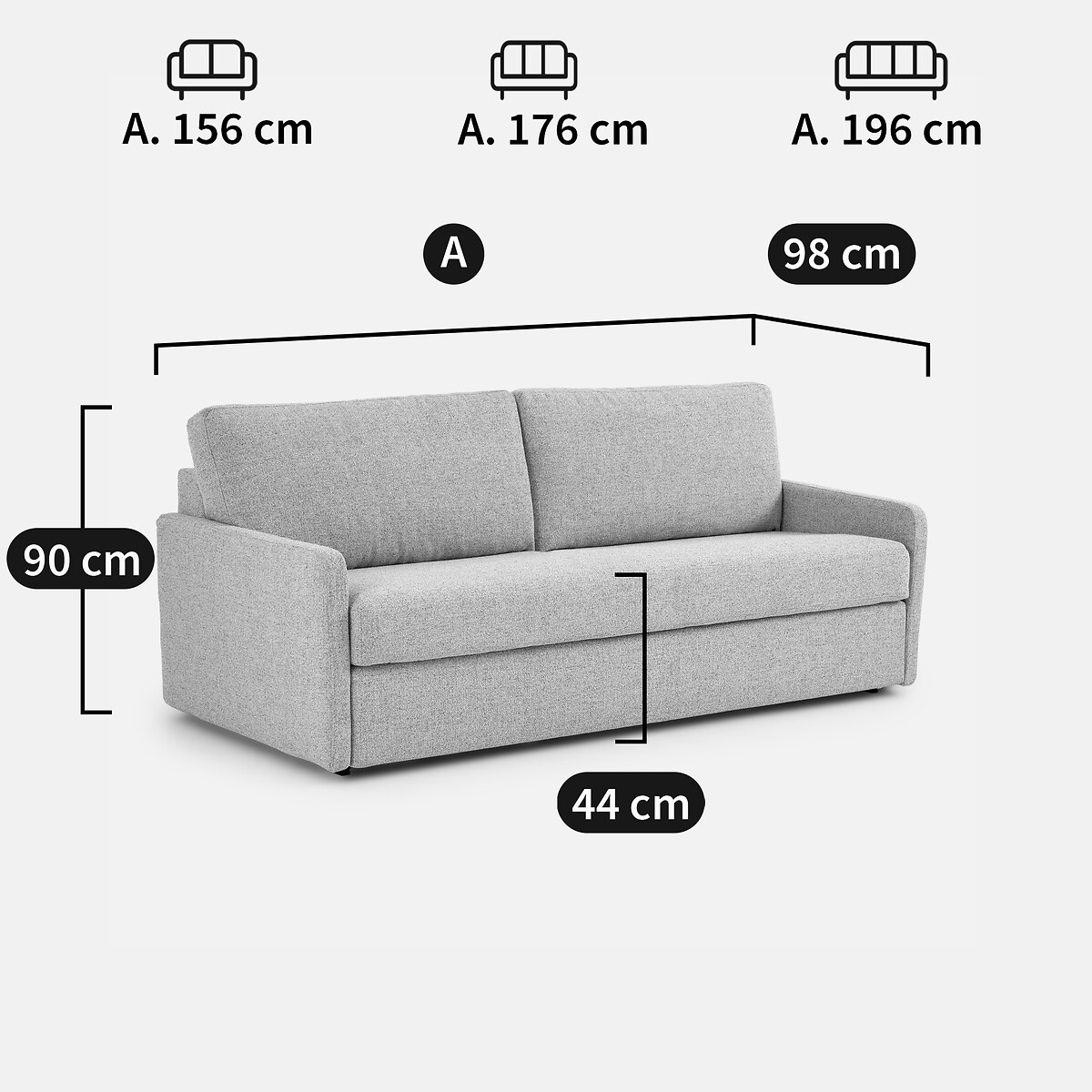 Canapé convertible, 2, 3 ou 4 places, Premium HR, tissu texturé moucheté, MARTA ecru/bleu, LA REDOUTE INTERIEURS