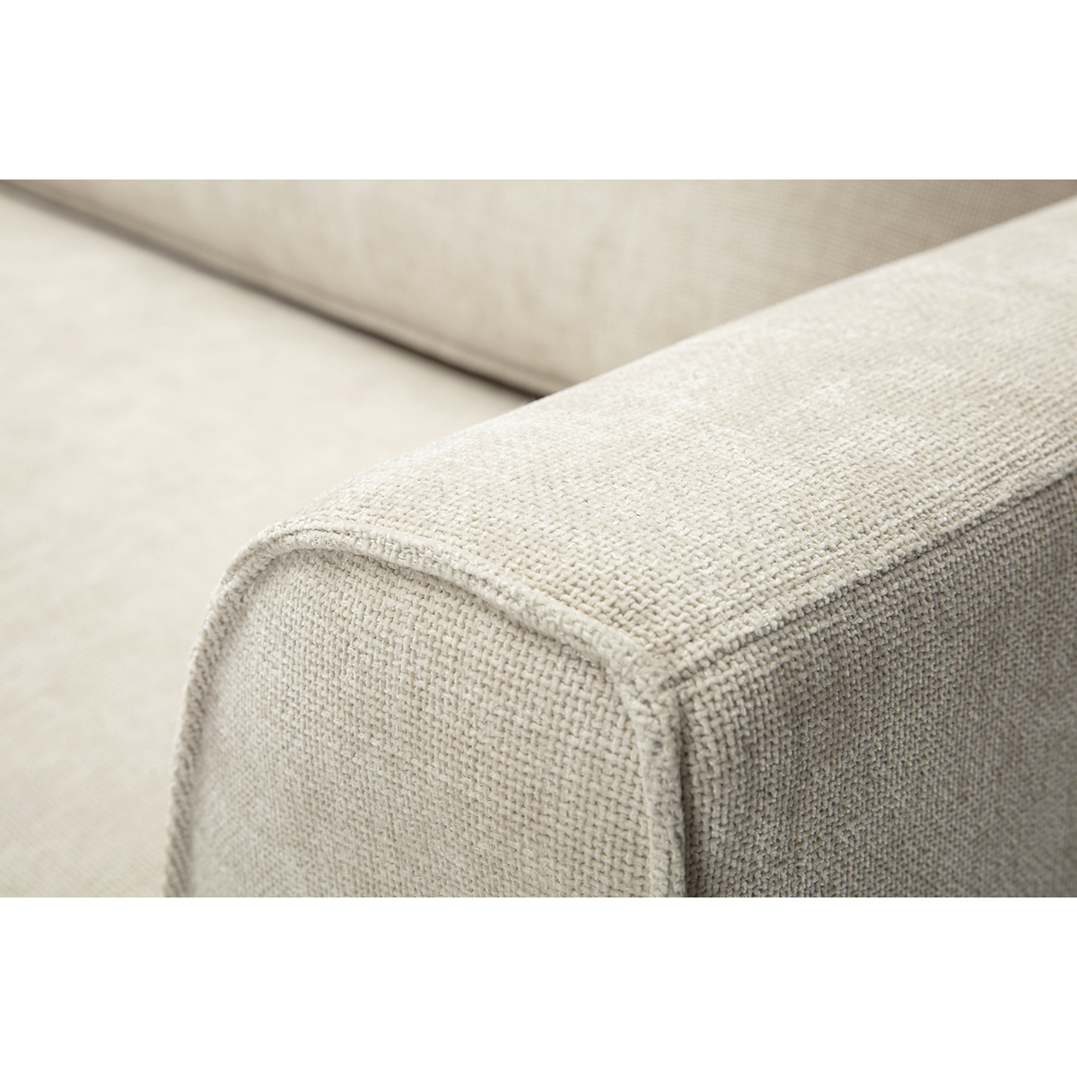 Canapé d'angle gauche design en tissu effet velours texturé terre brûlée 3 places GRAMMY beige, MILIBOO
