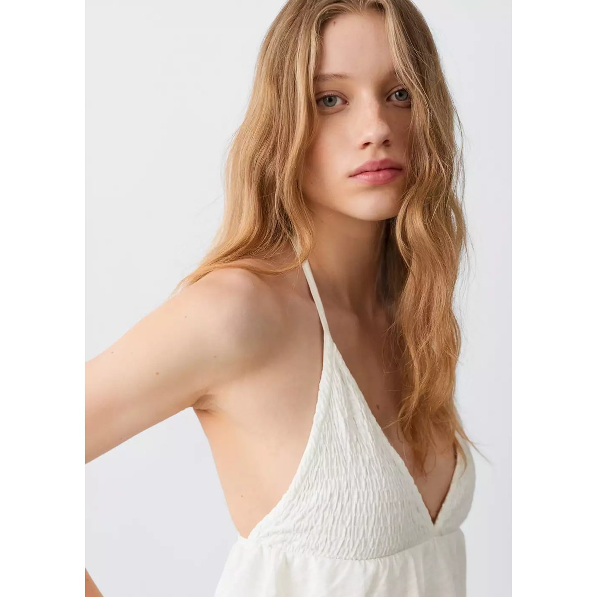 Top froncé dos ouvert blanc cassé, MANGO TEEN