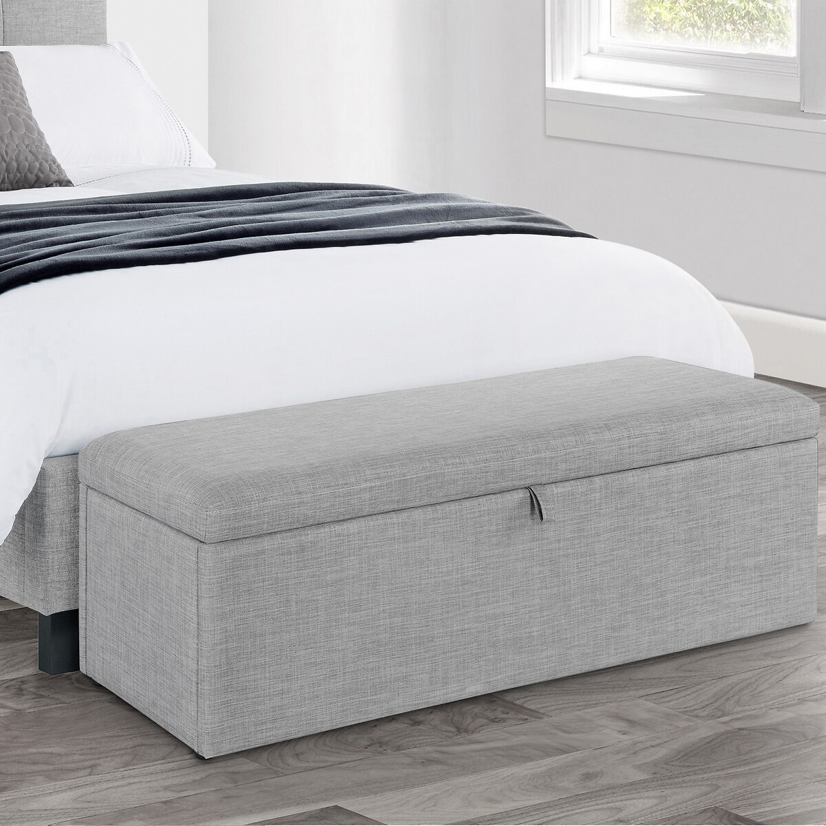 Faroe Linen Storage Bench light grey, SO'HOME