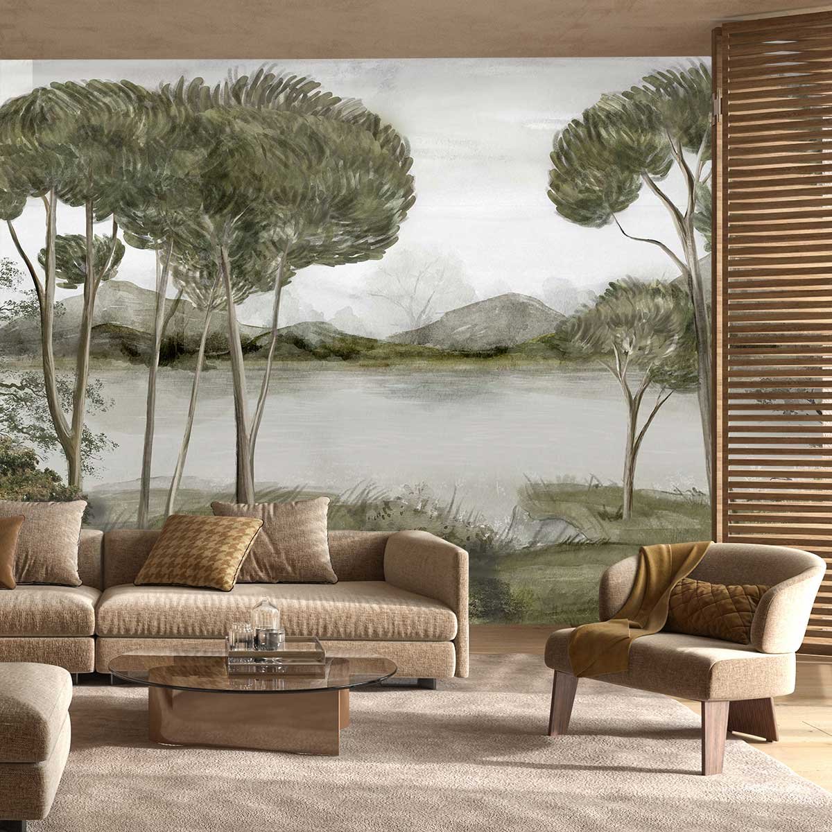 Papier peint panoramique scandi intissé, HEXOA