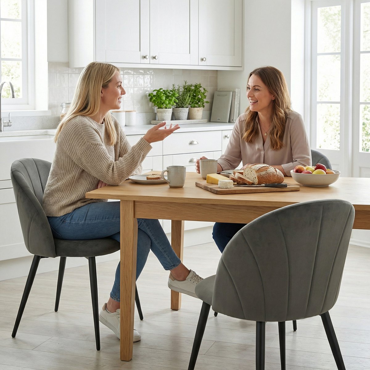 Chaise de salle à manger Velours (100 % gris et noir, HOMCOM