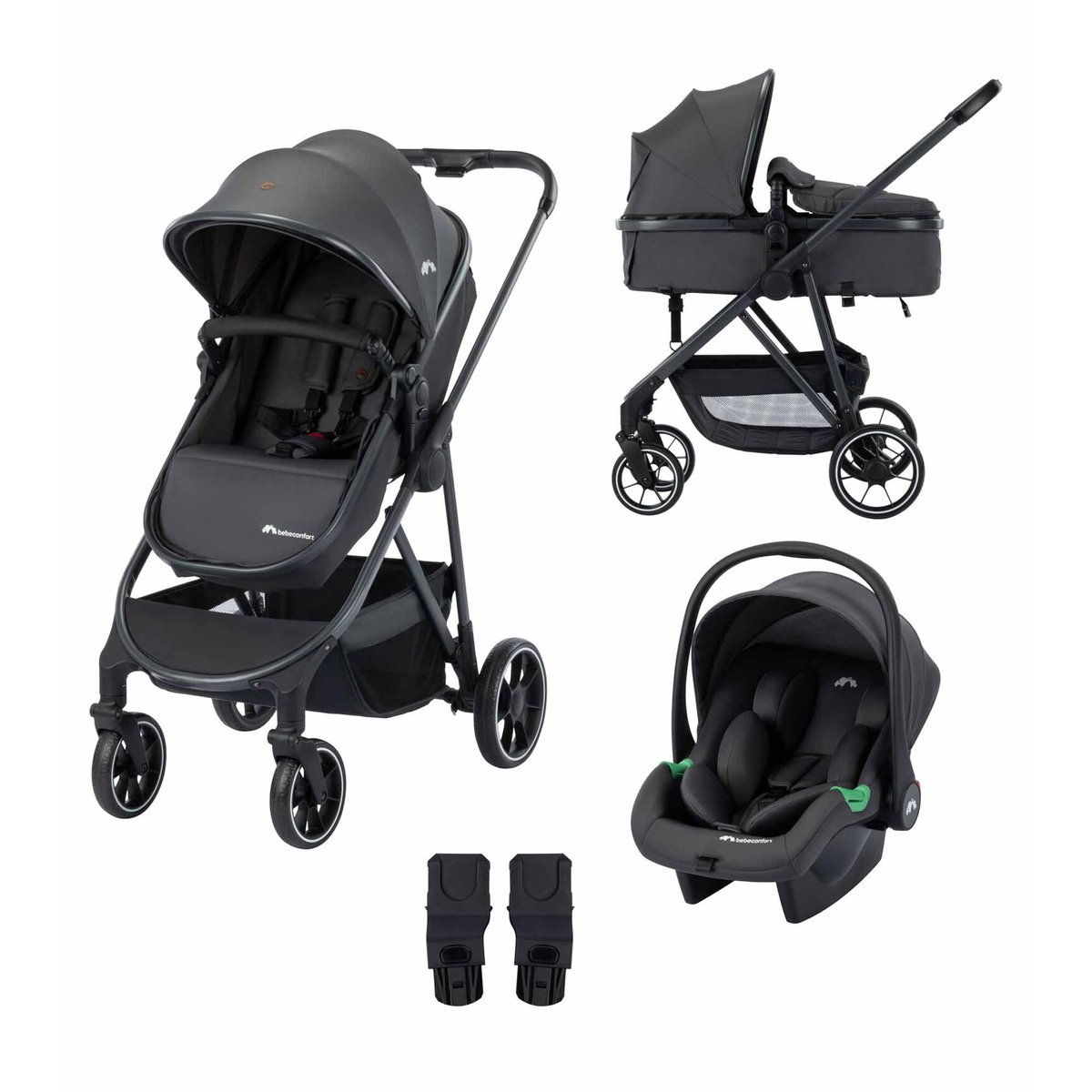 BEBECONFORT Poussette Trio Brume avec siège auto i-Size mineral graphite, BEBECONFORT