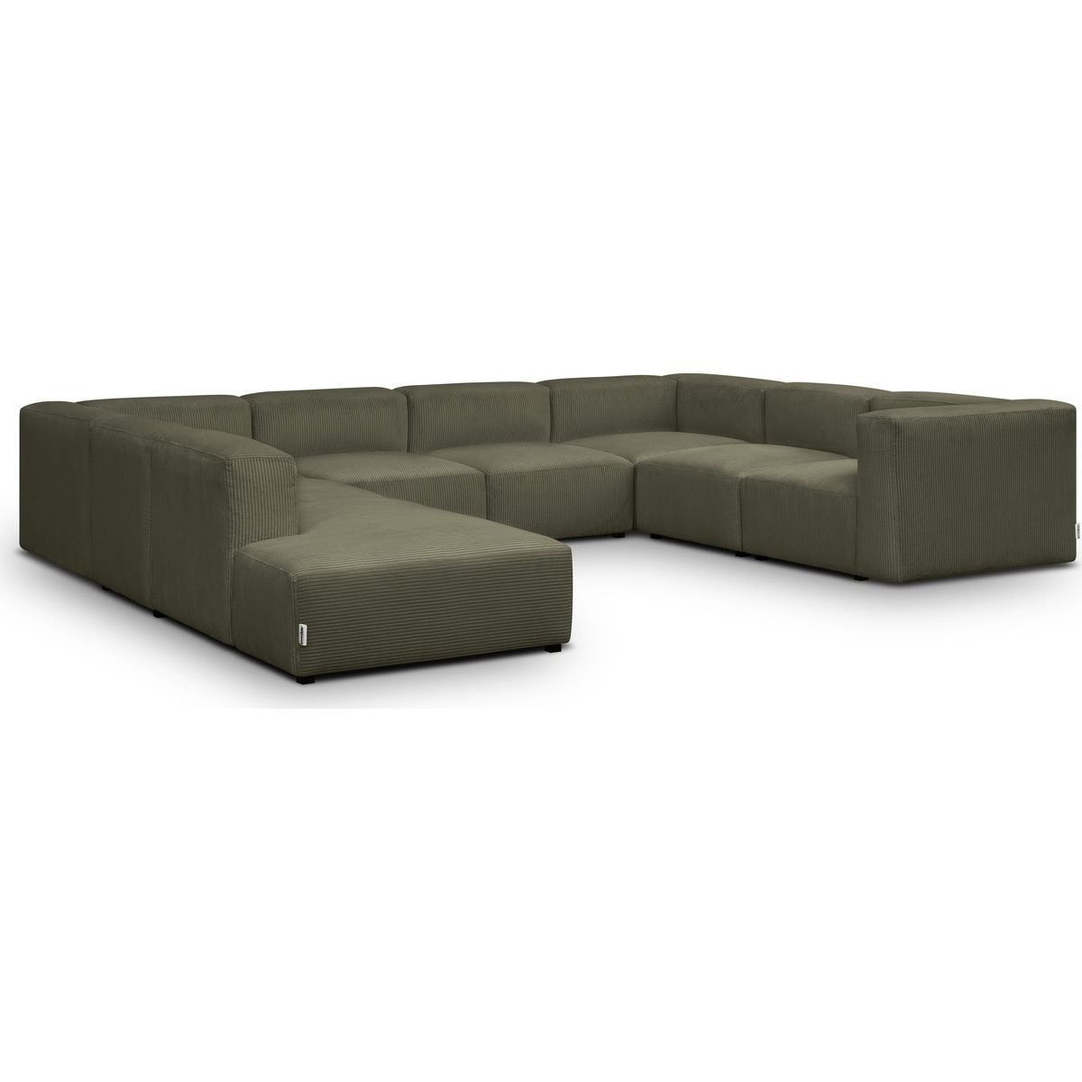 Canapé modulable panoramique 12 places ouvert à gauche en velours côtelé - MODULO vert kaki, HOMIFAB