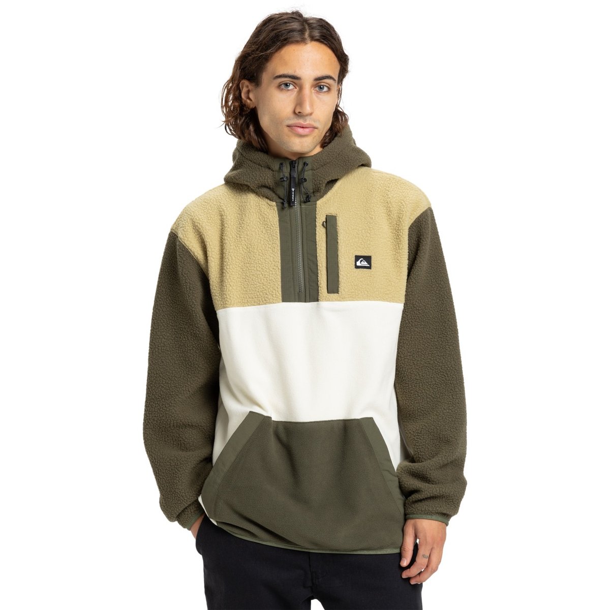 Polaire demi-zip à capuche Marron OCEAN VIEW MIX UP marron grape leaf, QUIKSILVER