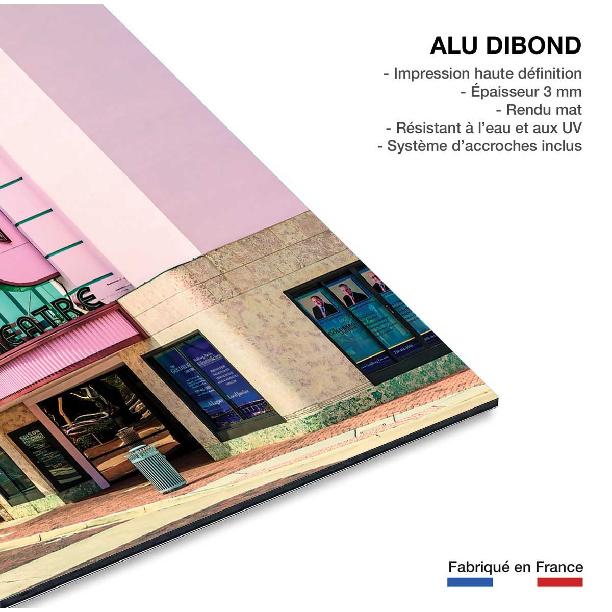 Tableau edison theater sur fond rose tableau alu dibond, HEXOA