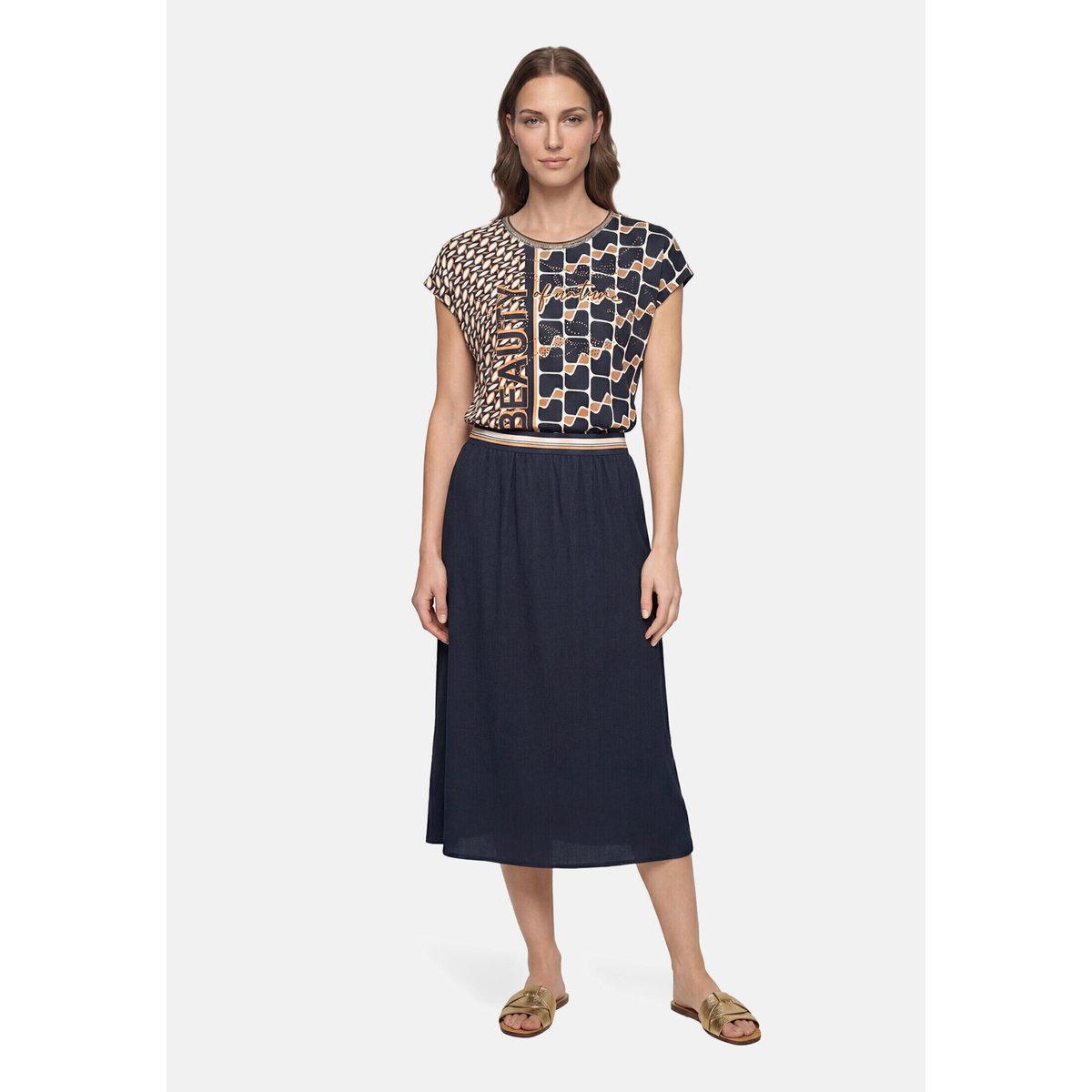 Jupe à enfiler à taille élastique dark sky, BETTY BARCLAY