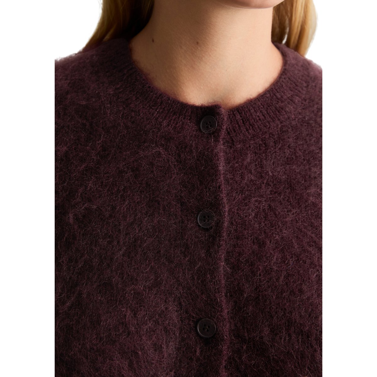 Cardigan douillet, coupe classique en mélange de mohair et de laine vierge violet, MARC O’POLO DENIM
