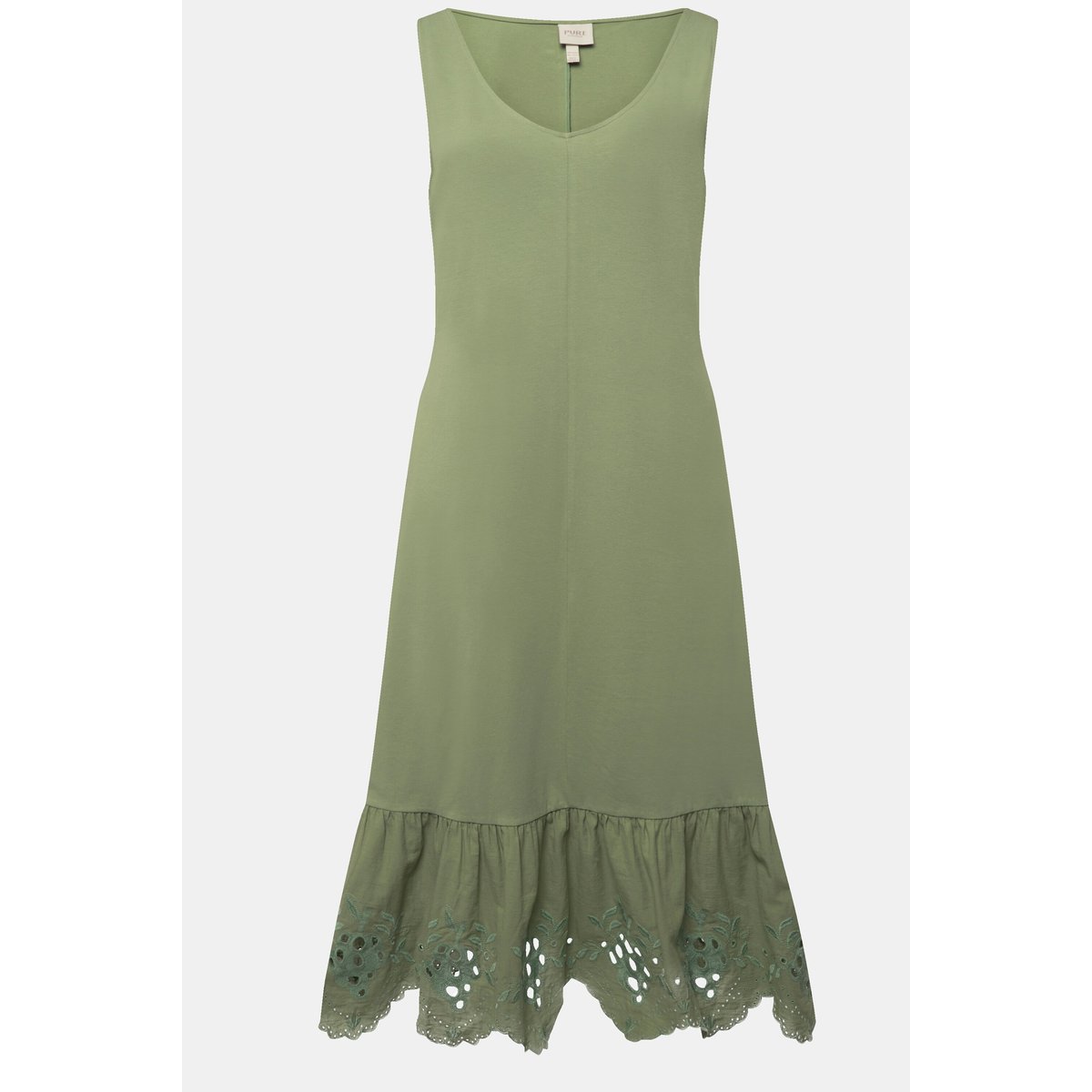 Robe maxi avec ligne A, décolleté rond sauge, ULLA POPKEN