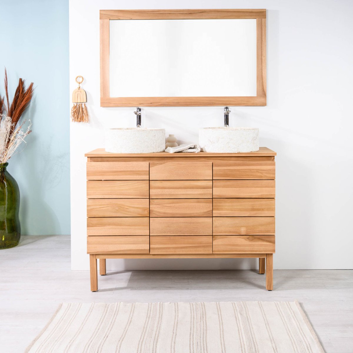 Meuble sous vasque en teck Ananta 120cm naturel, WANDA COLLECTION