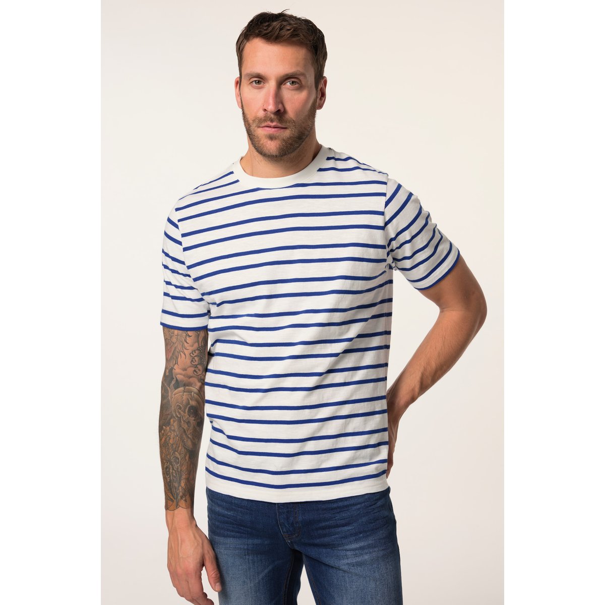 T-shirt rayé, manches courtes blanc cassé, JP1880